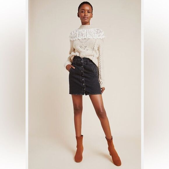 venezia x LB 22 Dark Blue Wash Five Pocket Stretch Denim Pencil Skirt - Picture 12 of 13